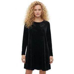 Hunt Club Vintage Whimsigoth Black Rose Textured Velvet Dress Sz 10